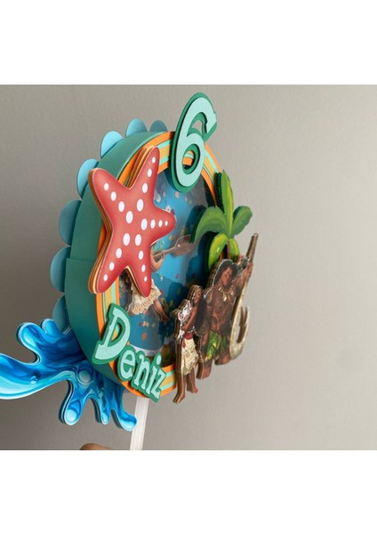 Moana Temalı 3D Cake Topper Doğum Günü Pasta Süsü