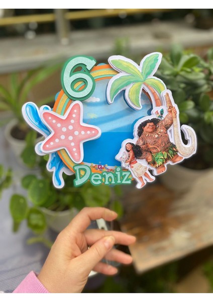 Moana Temalı 3D Cake Topper Doğum Günü Pasta Süsü