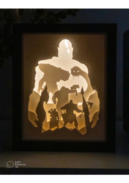 God Of War Gece Lambası - Light Box - Gölge Kutusu