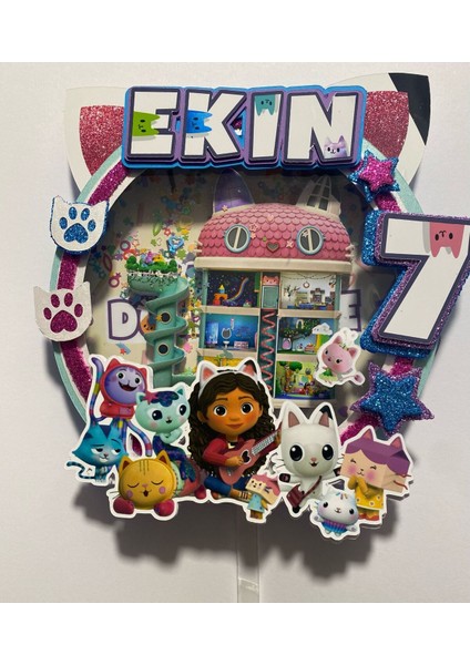 Gabby's Doll House 3D Cake Topper Doğum Günü Pasta Süsü