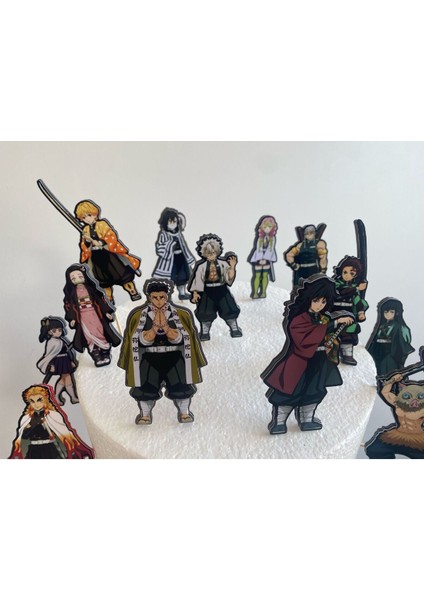 Demon Slayer Temalı 3D 14 Lü Cake Topper Doğum Günü Pasta Süsü fiyatları