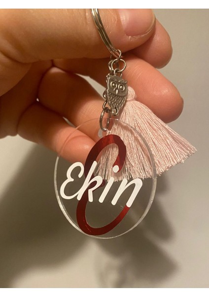 Kişiye Özel Anahtarlık Şeffaf Pleksi Püsküllü - 1 Adet