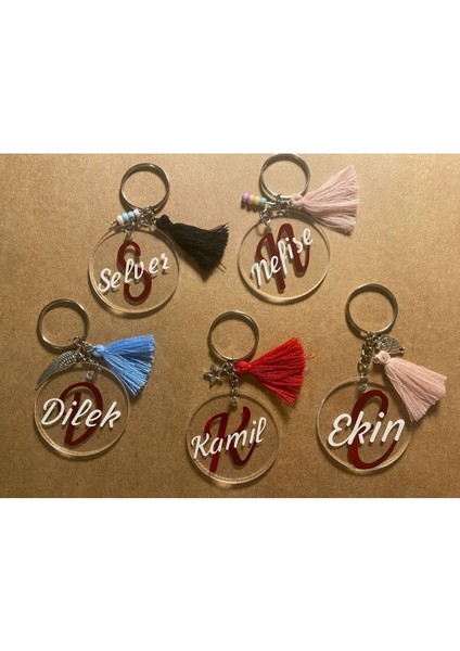 Kişiye Özel Anahtarlık Şeffaf Pleksi Püsküllü - 1 Adet fiyatları