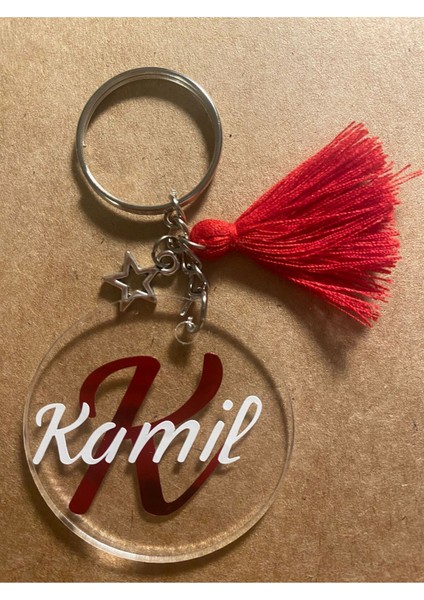 Kişiye Özel Anahtarlık Şeffaf Pleksi Püsküllü - 1 Adet modelleri