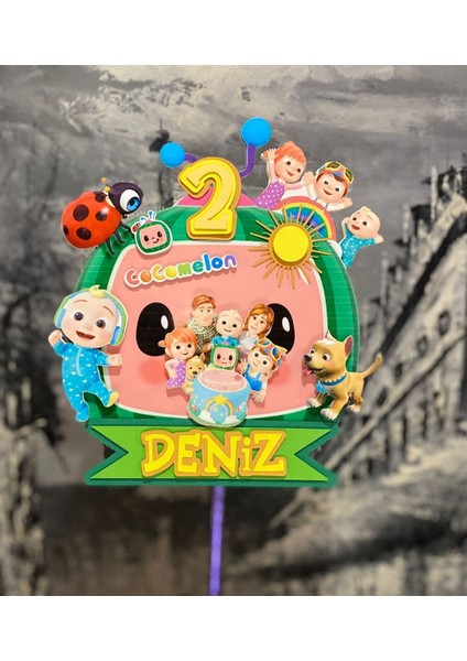Cocomelon Temalı 3D Cake Topper Doğum Günü Pasta Süsü