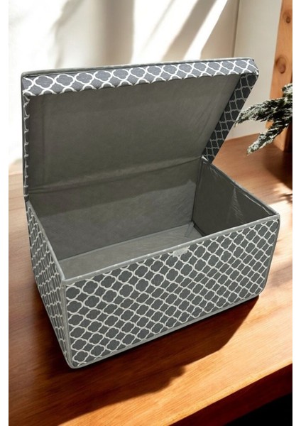 3lü Set Oda Toparlayıcı ,oda Düzenleyici,oyuncak Kutusu,makyaj Kutusu,hurç, Zincir Desenli Gri K