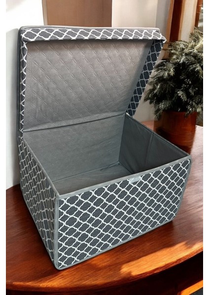 3lü Set Oda Toparlayıcı ,oda Düzenleyici,oyuncak Kutusu,makyaj Kutusu,hurç, Zincir Desenli Gri K