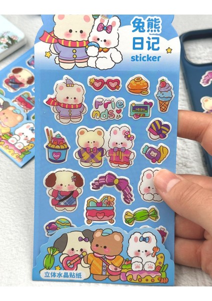 Sevimli Tavşan ve Dostları Kabartmalı Sticker Mavi indirimleri