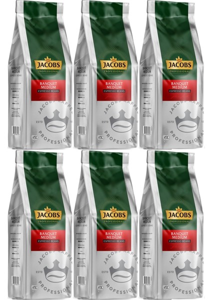 Banquet Medium Çekirdek Kahve 1kg (Espresso Beans) (6 Lı Set)