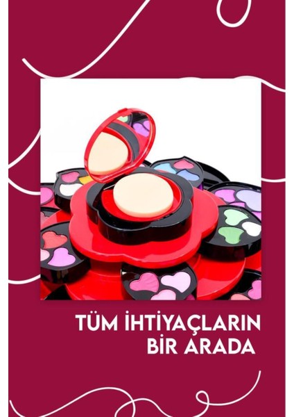 Yanlardan Açılabilir Çiçek Model Makyaj Seti Büyük Boy M25