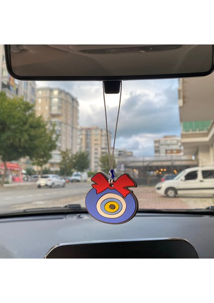 Nazar Boncuklu Silikon Dikiz Ayna Süsü