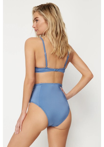 Mavi Toparlayıcı Yüksek Bel Bikini Altı