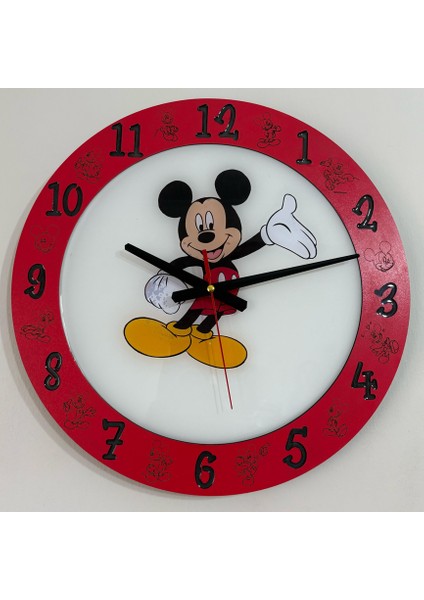 Çocuk Odası Duvar Saati - Epoksi Reçine Kaplamalı - Mouse - 40 cm