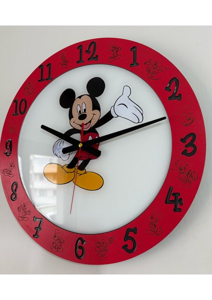 Çocuk Odası Duvar Saati - Epoksi Reçine Kaplamalı - Mouse - 40 cm