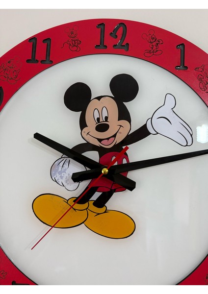 Çocuk Odası Duvar Saati - Epoksi Reçine Kaplamalı - Mouse - 40 cm