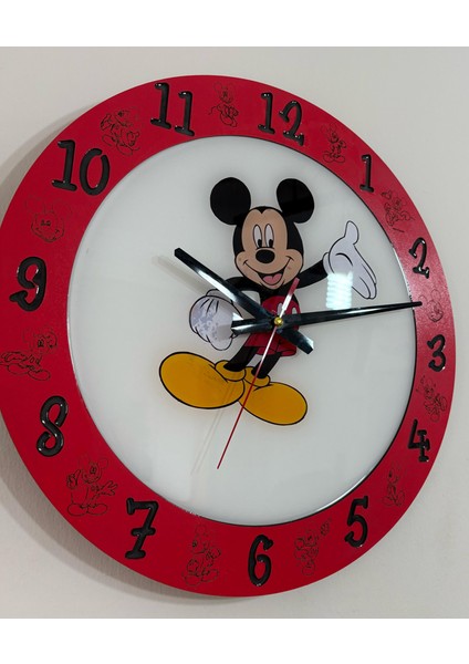 Çocuk Odası Duvar Saati - Epoksi Reçine Kaplamalı - Mouse - 40 cm