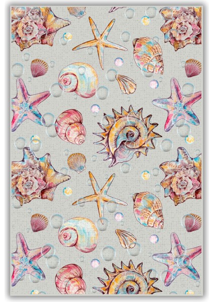 Deniz Yıldızlı Desenli Halı Deniz Kabuklu Halı Deniz Temalı Dijital Baskılı Kaymaz Antialerjik Oturma Odası Halısı fiyatları