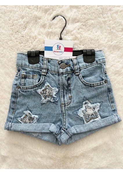 Yıldızlı Kısa Kot Şort