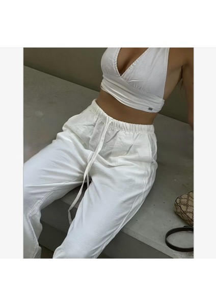 Keten Karışımlı Bol Kesim Pantolon