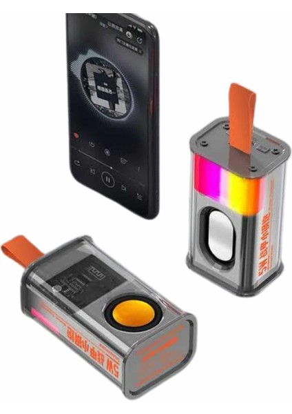Taşınabilir Rgb Ledli Bluetooth Hoparlör Sd Kart Girişli Kablosuz