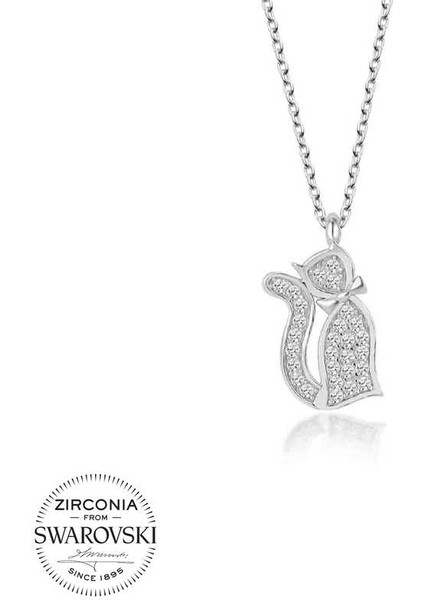 Swarovski Taşlı Gümüş Kedi Bayan Kolye fiyatları