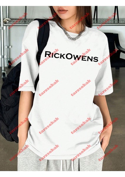 Rickowenss 1 Baskılı Oversize Yıkamalı Tshirt Beyaz