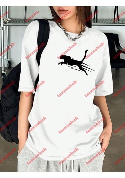 Jaguar Baskılı Tshirt Beyaz modelleri