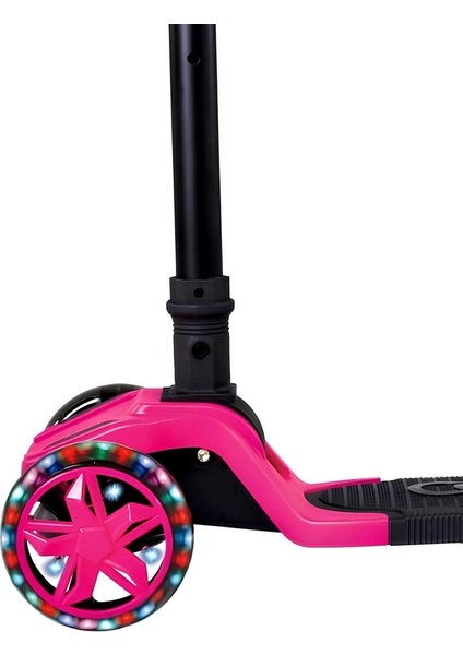 Katlanabilen 3 Tekerlekli Işıklı Pembe Renk Scooter - 4 Yaş +