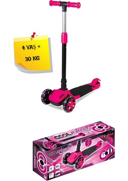 Katlanabilen 3 Tekerlekli Işıklı Pembe Renk Scooter - 4 Yaş + fiyatları
