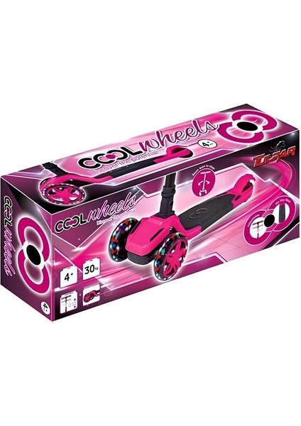Katlanabilen 3 Tekerlekli Işıklı Pembe Renk Scooter - 4 Yaş + modelleri