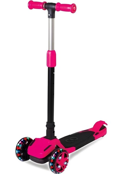 Katlanabilen 3 Tekerlekli Işıklı Pembe Renk Scooter - 4 Yaş + fırsatları