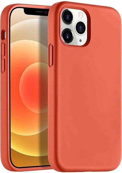 iPhone 12 Pro 6.1'' Lansman Içi Kadife Soft Touch Silikon Kılıf Turuncu