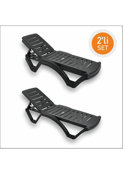 Brezza Elite Şezlong Antrasit 2 Adet