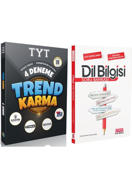 Trend Karma Tyt 4 Deneme ve Akm Dil Bilgisi Soru Bankası Seti 2 Kitap