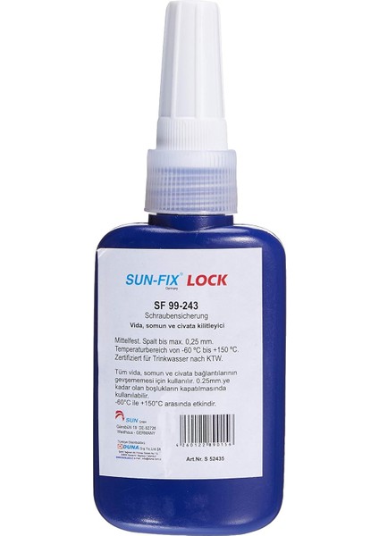 - S 52435 Civata Sabitleyici, 50 ml