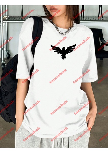 Kartal Baskılı Tshirt Beyaz modelleri