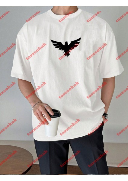 Kartal Baskılı Tshirt Beyaz indirimleri