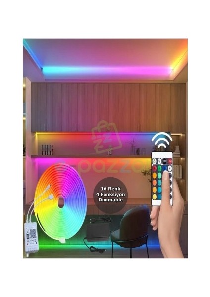 5m 16 Renk 4 Fonksiyonlu Esnek Şerit Neon LED