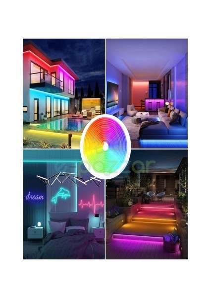 5m 16 Renk 4 Fonksiyonlu Esnek Şerit Neon LED fırsatları