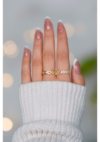 Zincir Tasarım Ayarlanabilir 2 Adet Gold Kadın Yüzük fiyatları