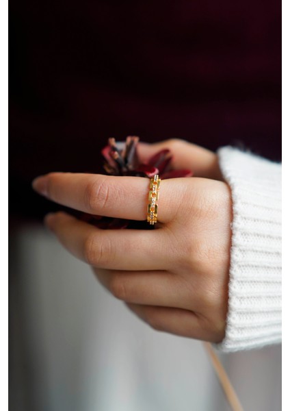 Zincir Tasarım Ayarlanabilir 2 Adet Gold Kadın Yüzük fırsatları