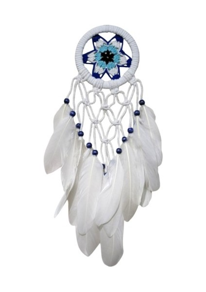 Yıldız Motifli Kuş Tüylü Makrome Duvar Süsü