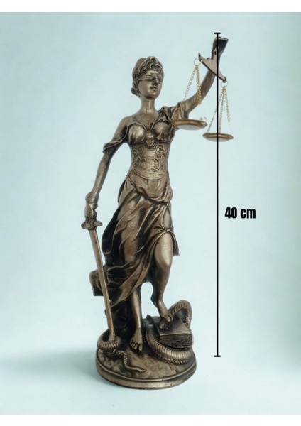 Avukat Adalet Kadın Heykeli Themis Terazi Dekoratif Hakim Büyük Boy Adalet Kadını Biblo 40 cm modelleri