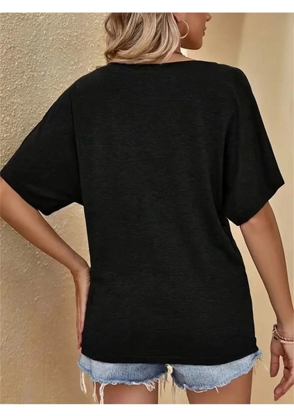 Kadın Tek Omuzu Açık Kısa Kollu Salaş Viskon Bluz fırsatları