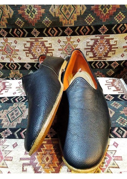 Yemeni (Çarık) Düz Model, Deri Yemeni, Dikişli Yemeni, El Yapımı Yemeni Siyah Renk. modelleri