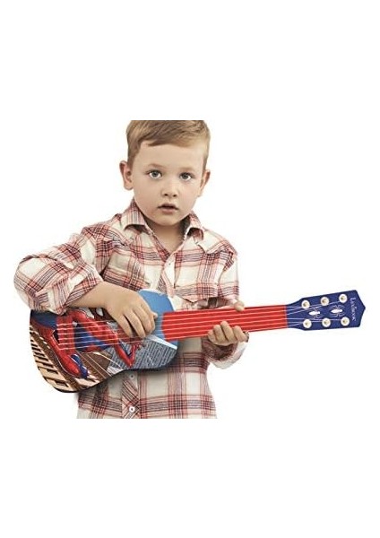 Mavi/kırmızı, Marvel Spider-Man Peter Parker Ilk Gitarım, 6 Naylon Teller, 53 Cm, Kılavuz Dahil, K200SP, 01