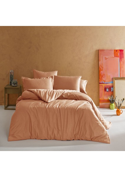 Mix&match Pamuk Saten Çift Kişilik Saten Nevresim Kılıfı Turuncu