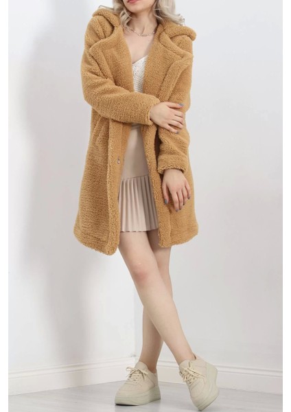 Astarlı Peluş Mont Camel