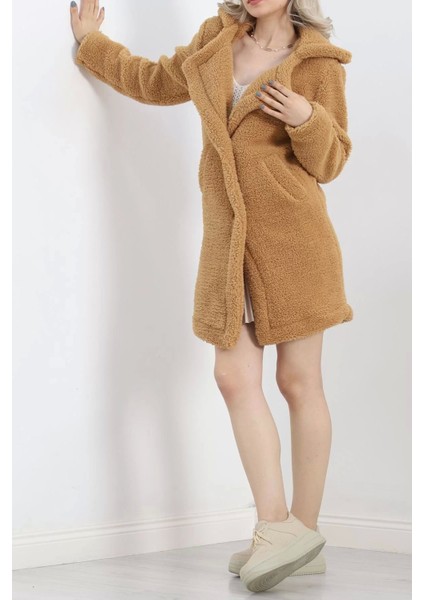Astarlı Peluş Mont Camel