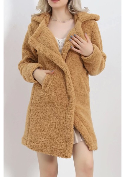 Astarlı Peluş Mont Camel